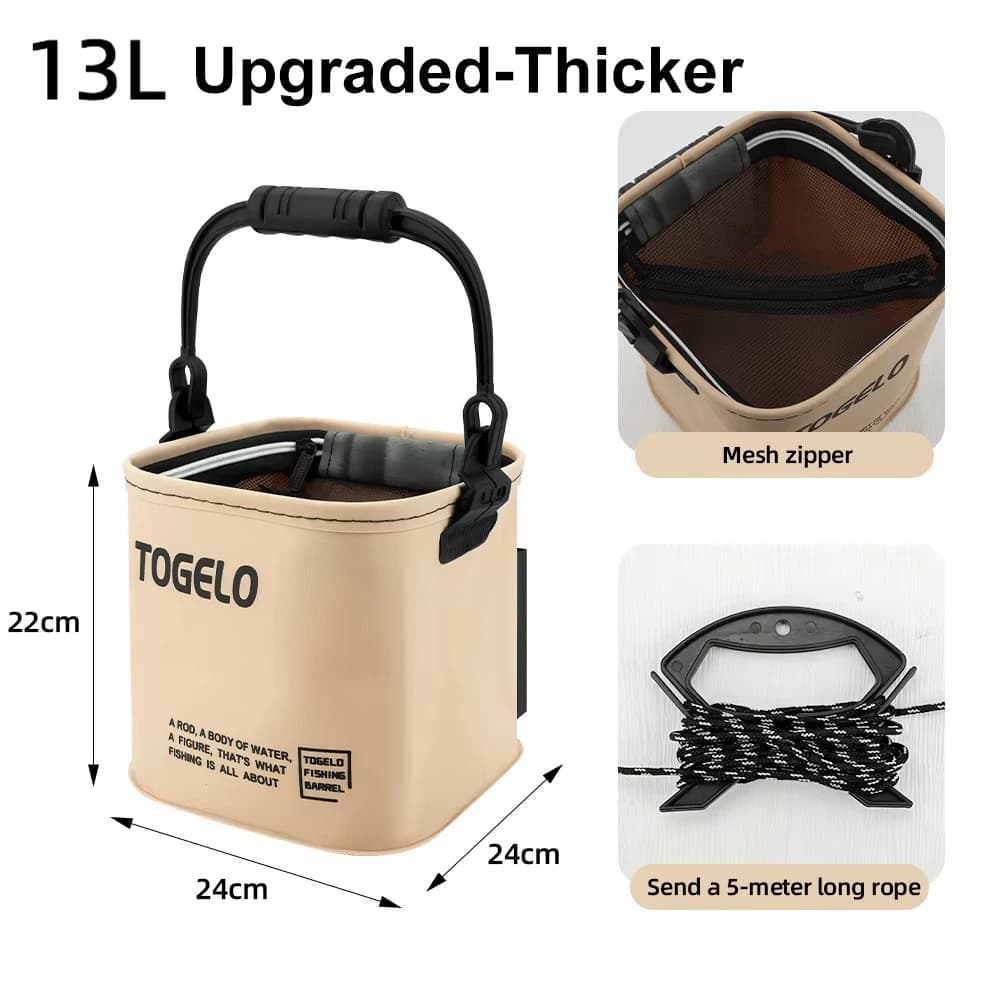 Collapsible Fishing Bucket with Strainer Basket
