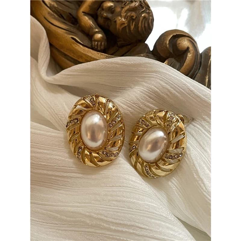 Blue and Gold Vintage Stud Earrings