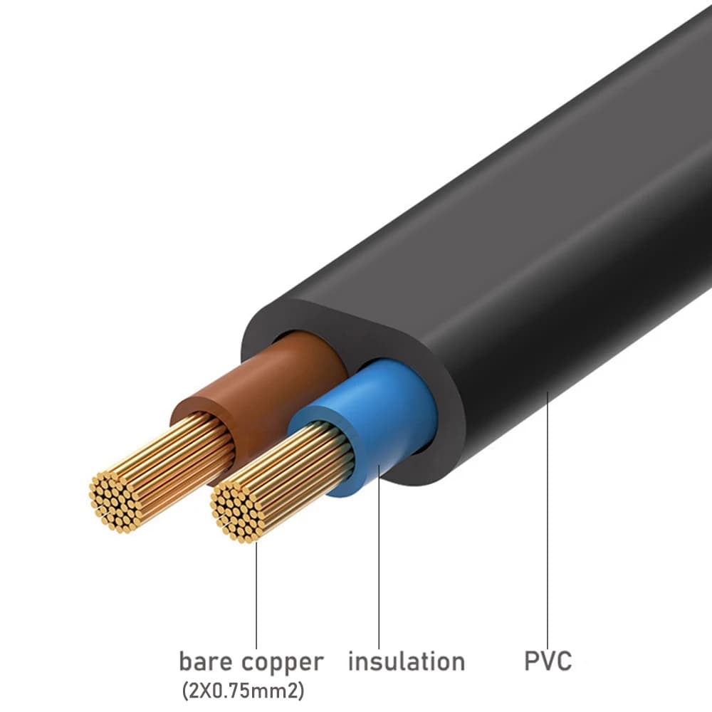 EU Power Extension Cord Anged European AC Power Extension Cord Europe 2-prong Power Lead Male to Female Extension Cable Wire