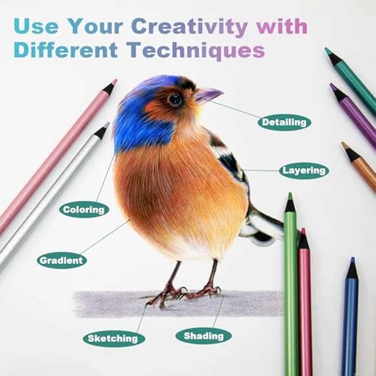 Metallic Colored Pencils Drawing Set 12 Pc