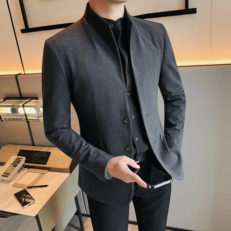 Men's Slim Fit Stand Collar Blazer