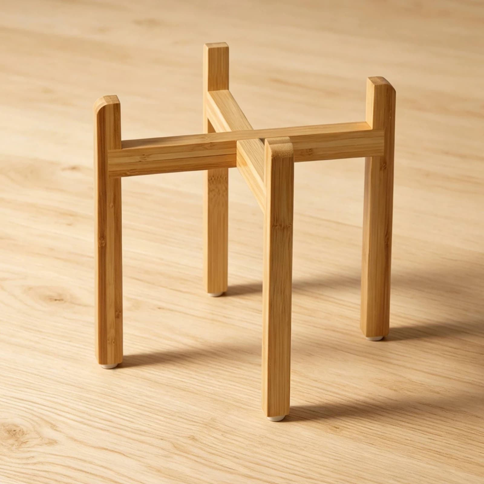 Cross-Brace Wooden Pet Bowl Stand