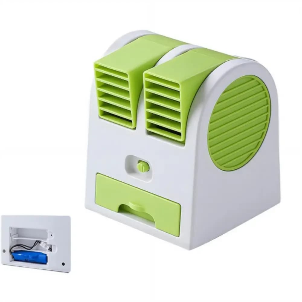 Portable Dual-Outlet Ice Cooling Desk Fan