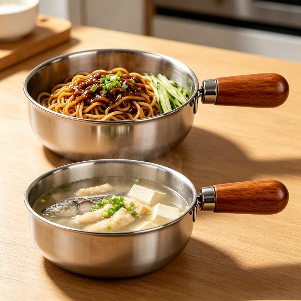 Stainless Steel Milk Pot with Wooden Handle