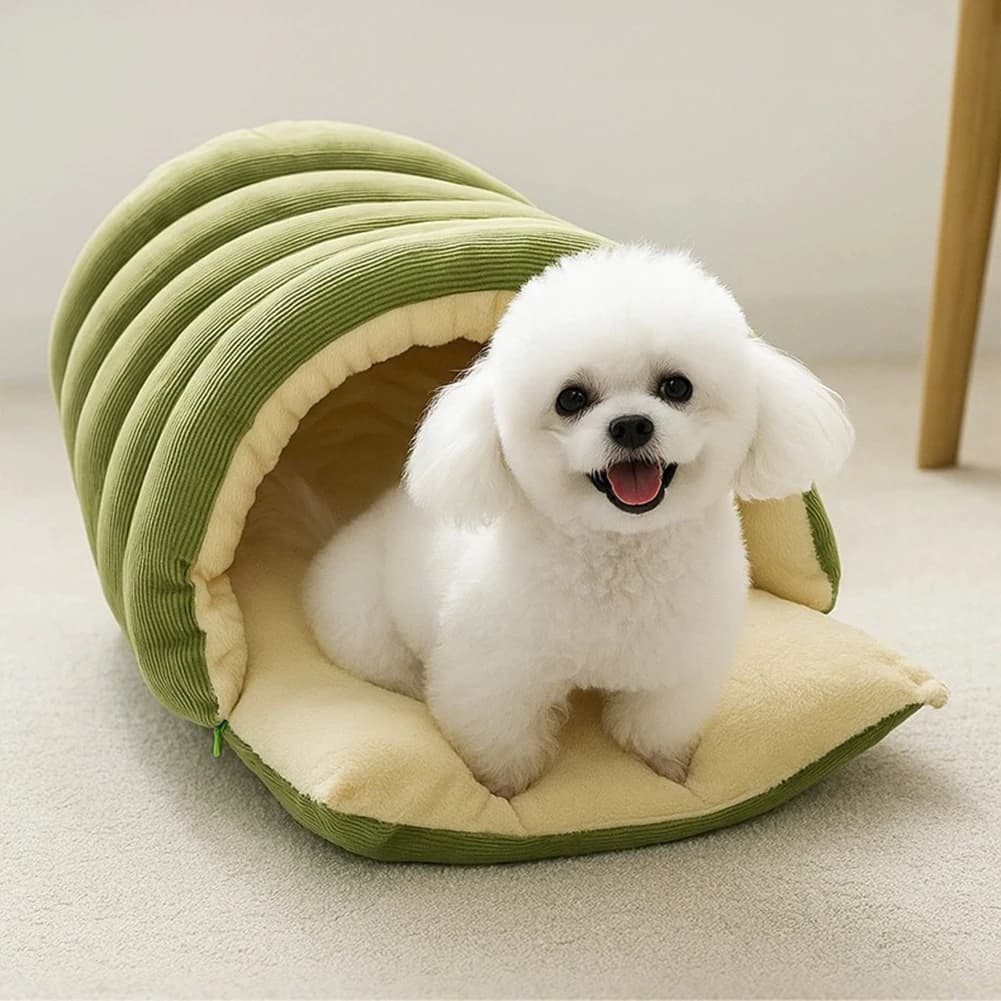 Removable Plush Pet Cave Bed