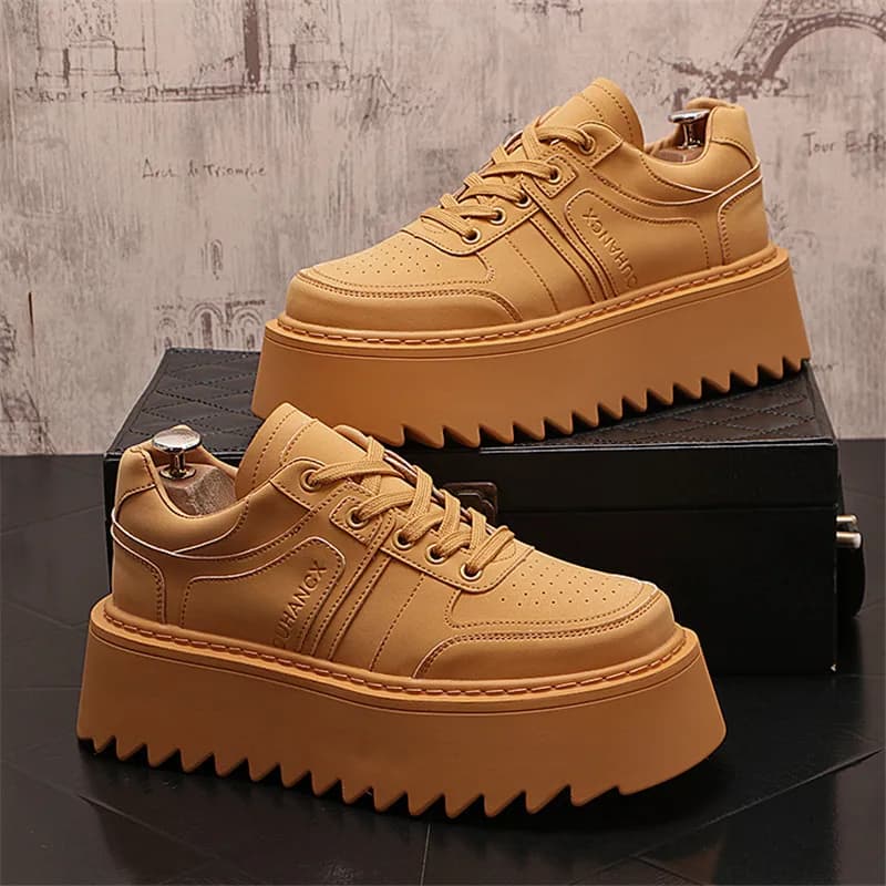 2026 New Platform Korean Sneakers for Men Running Shoes Walking Comfortable Male Casual Lace Up Vulcanized Shoes Chunky Sneaker