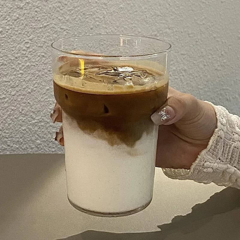 Glass Drinking Cup with Grip Pattern