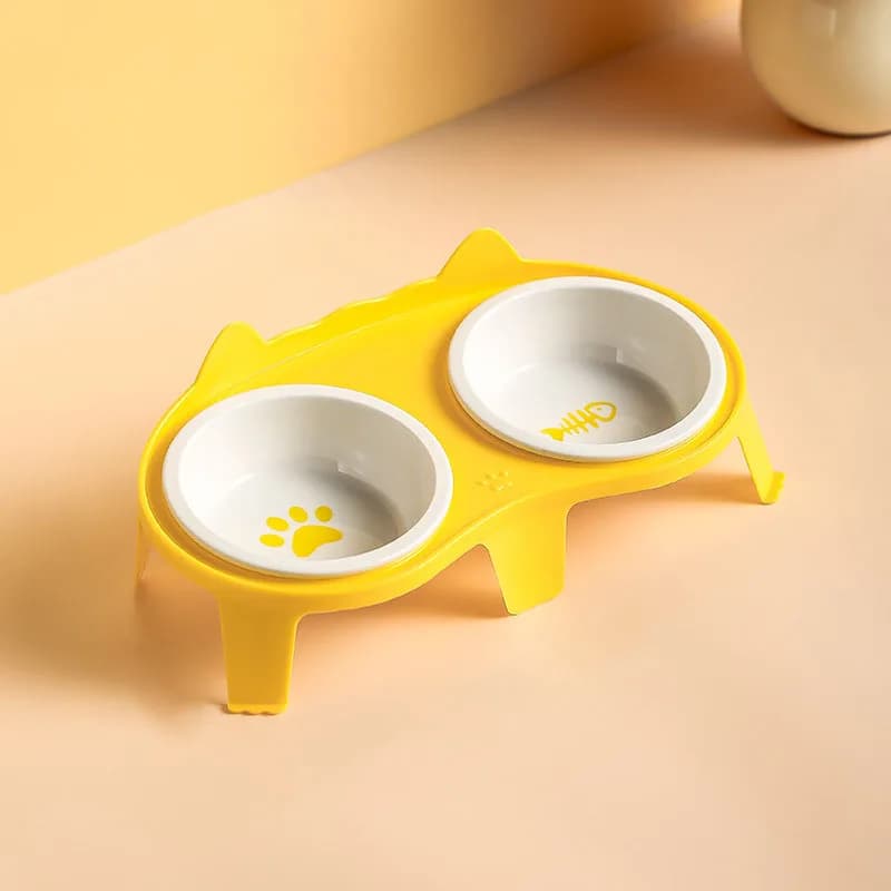 Ceramic Elevated Double Cat Bowl