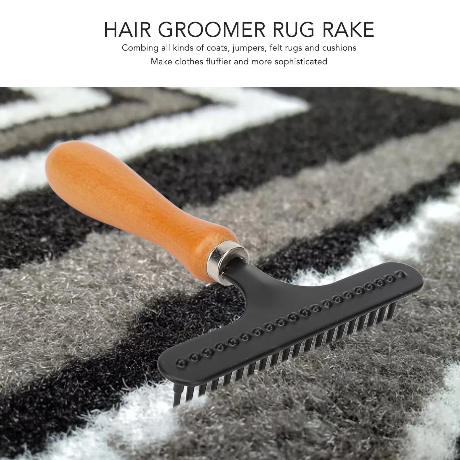 Pet Grooming Rake with Wooden Handle