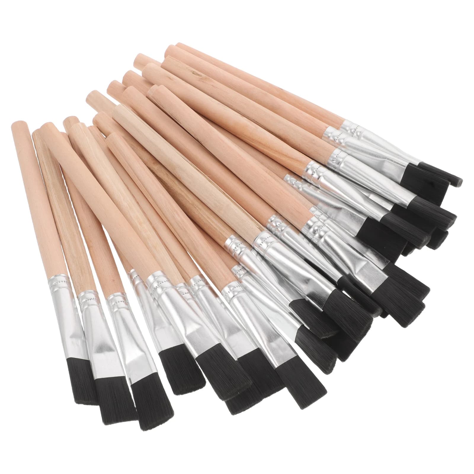 Flat Paint Brushes with Wood Handles 30-Piece Set