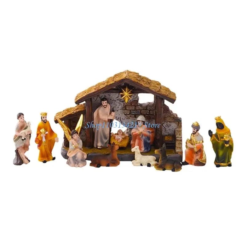 Nativity Set Holy Family Figurines with Stable