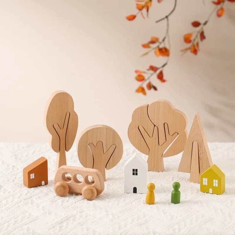 Wooden Building Block Forest Toy Set