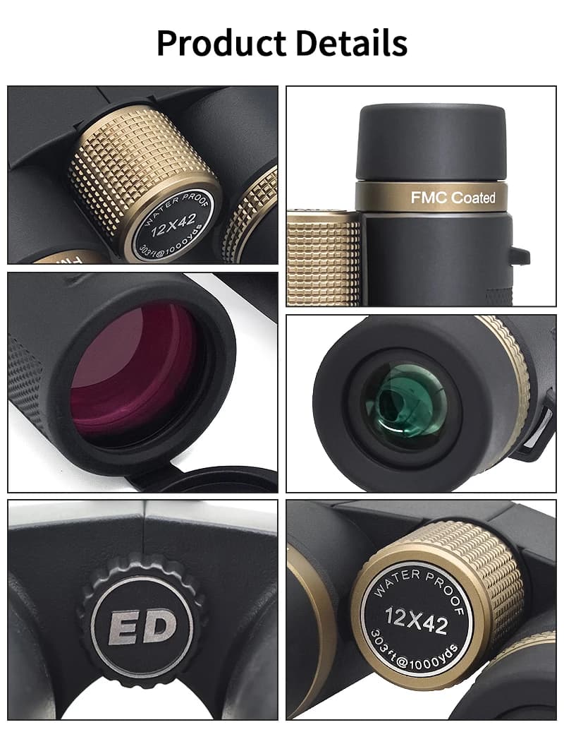 Professional HD Binoculars 12x42 Waterproof BAK4