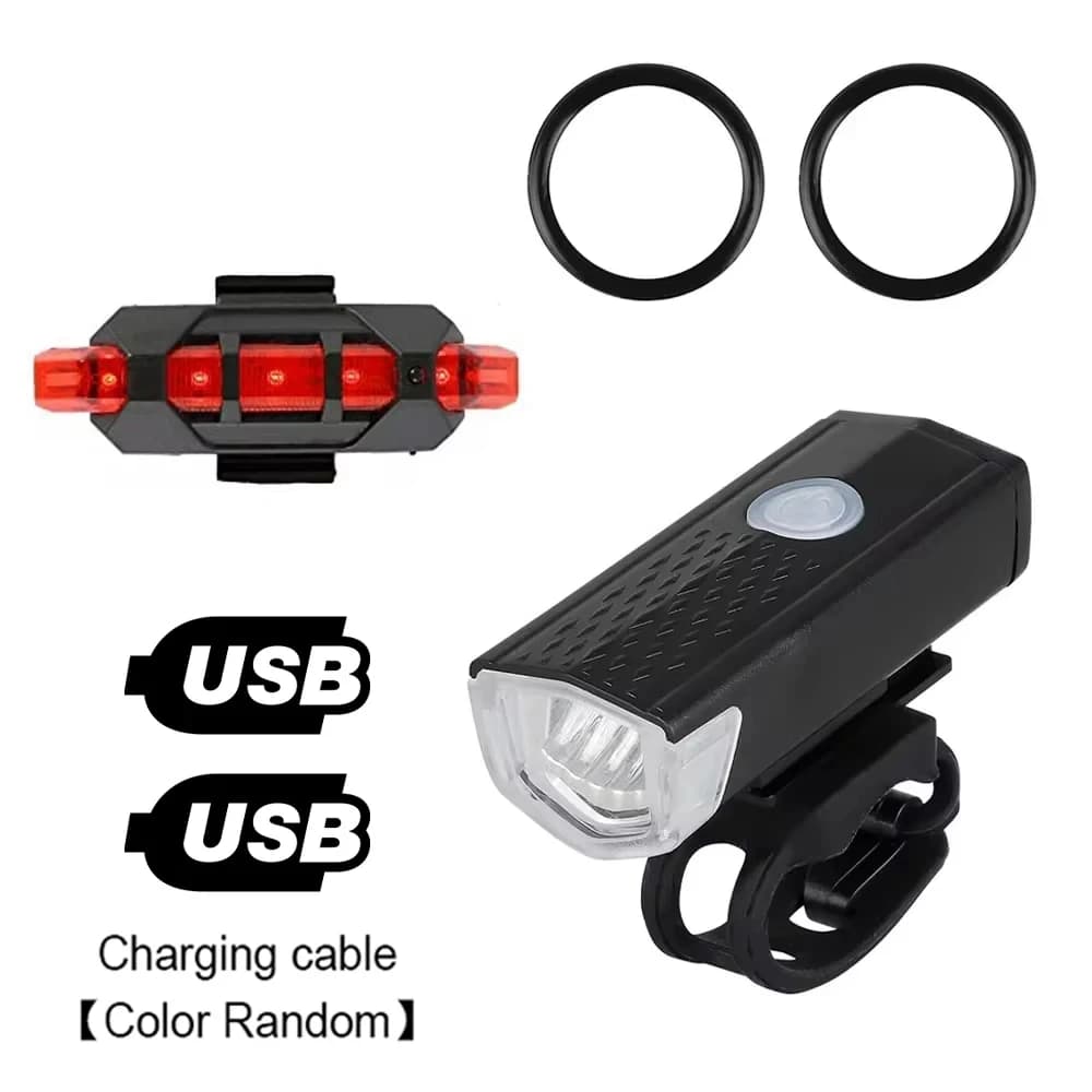 USB Rechargeable Bicycle Front and Rear Light Set