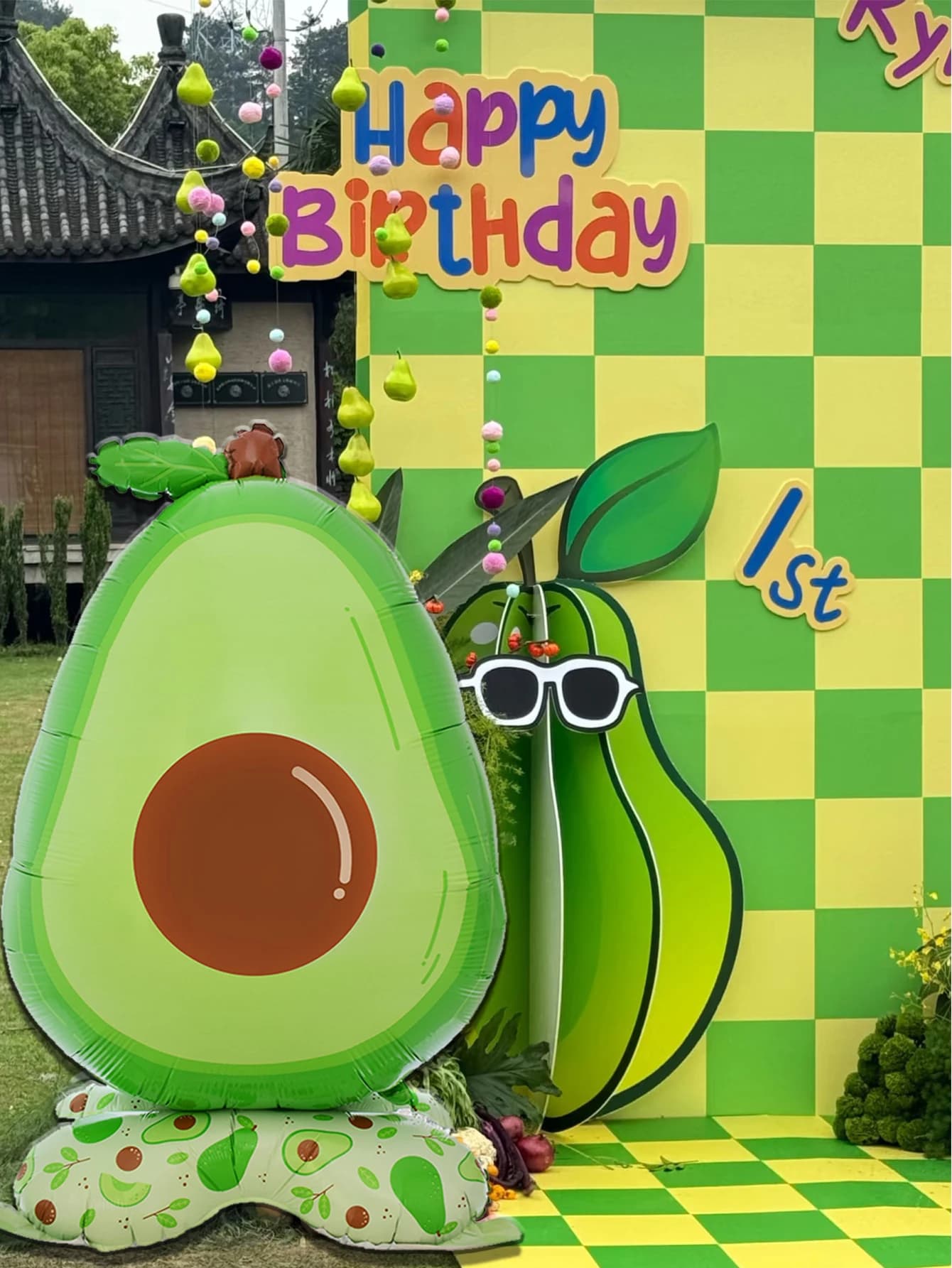 1 pack of strawberry, lemon, watermelon, avocado, carrot, pineapple standing balloons for birthday party theme party decoration