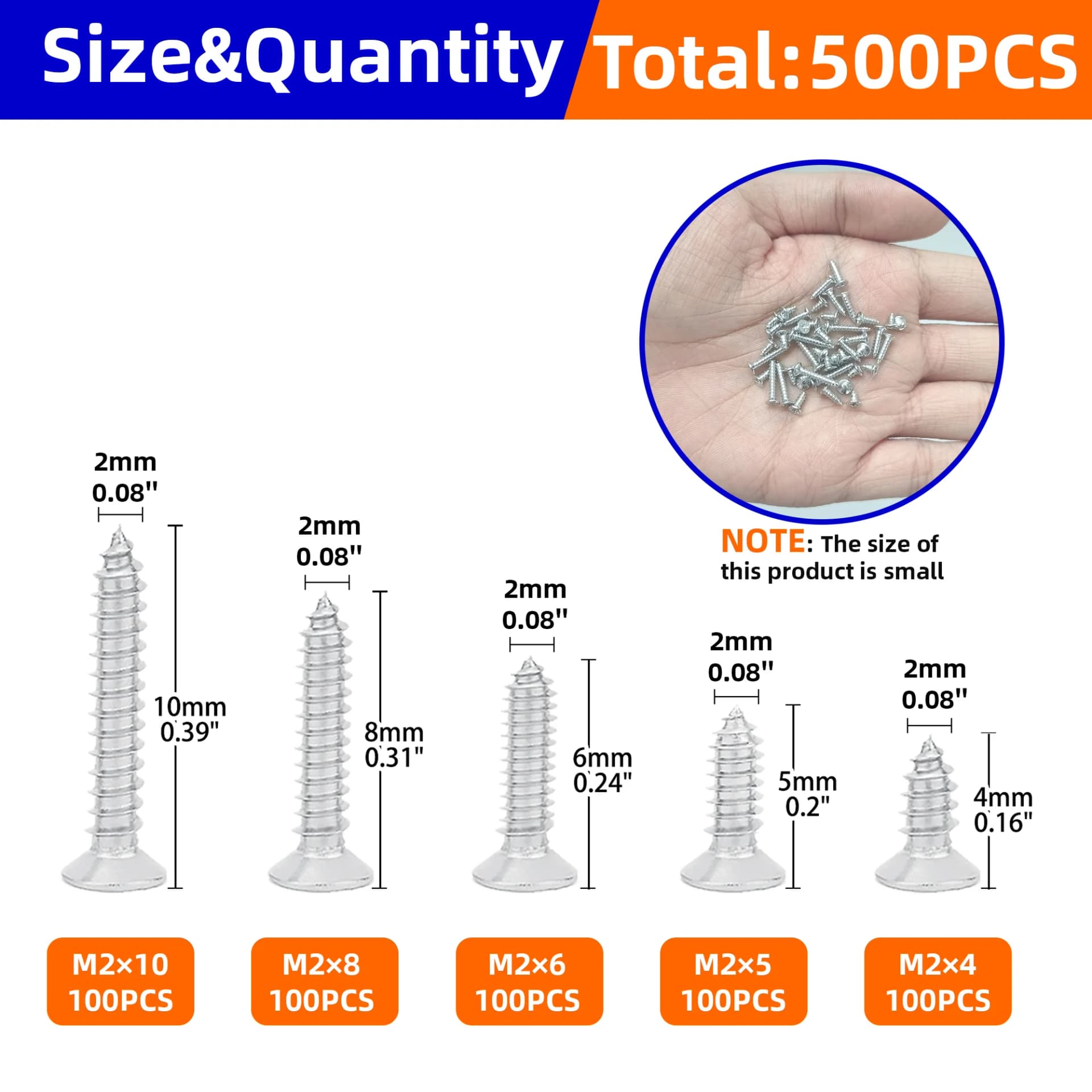 500-Piece Flat Head Wood Screws Assortment Kit