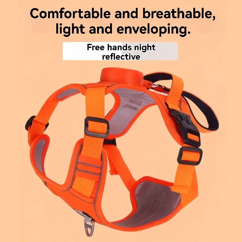 Reflective Dog Harness Vest with Retractable Leash
