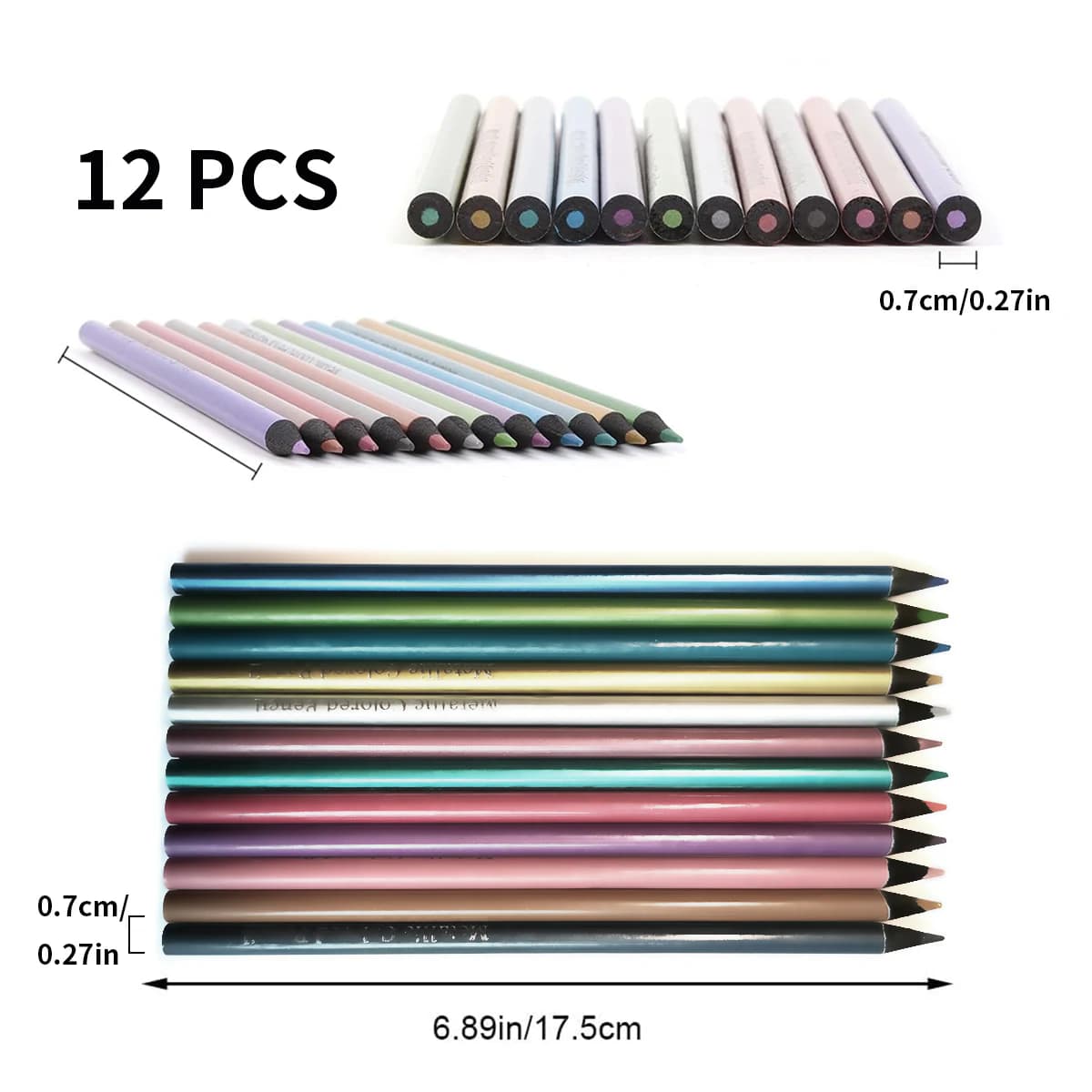 Metallic Colored Pencils Drawing Set 12 Pc
