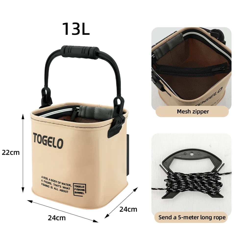 Collapsible Fishing Bucket with Strainer Basket