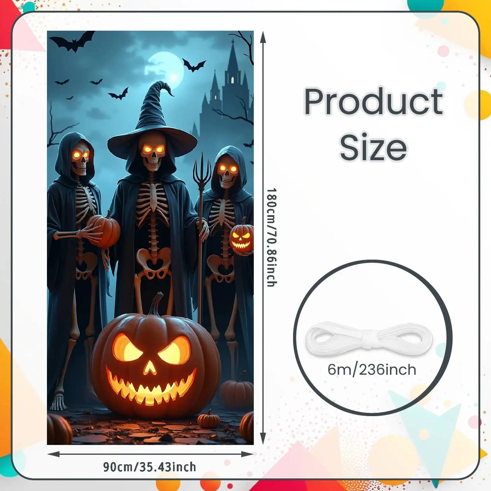 Halloween Skeleton Jack O Lantern Door Cover