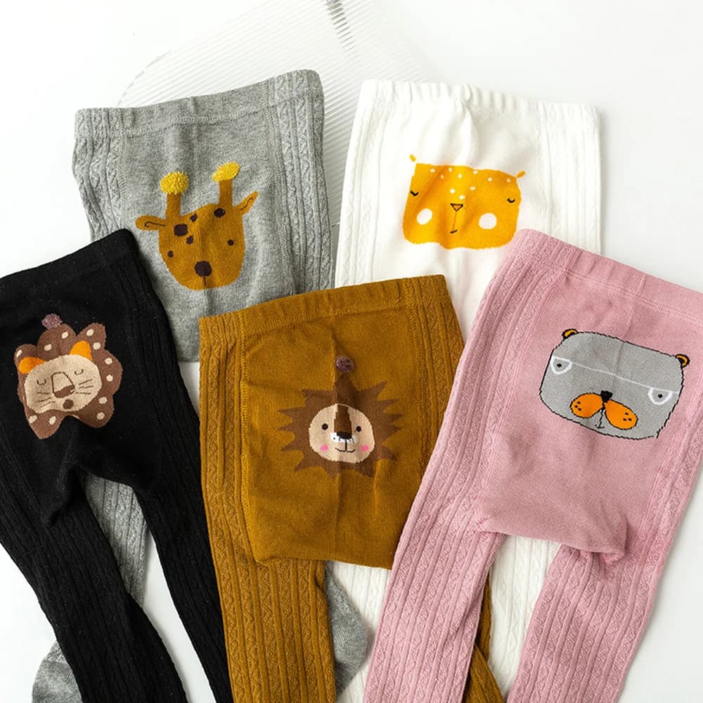 Baby Cotton Tights with Animal Patterns