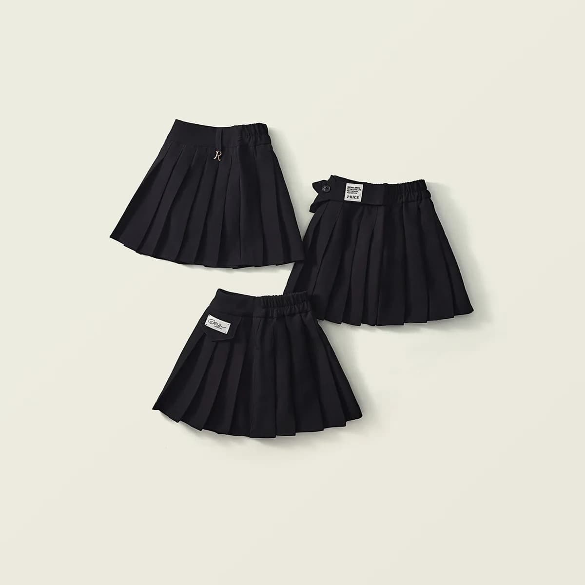 Girls Black Pleated Skirt