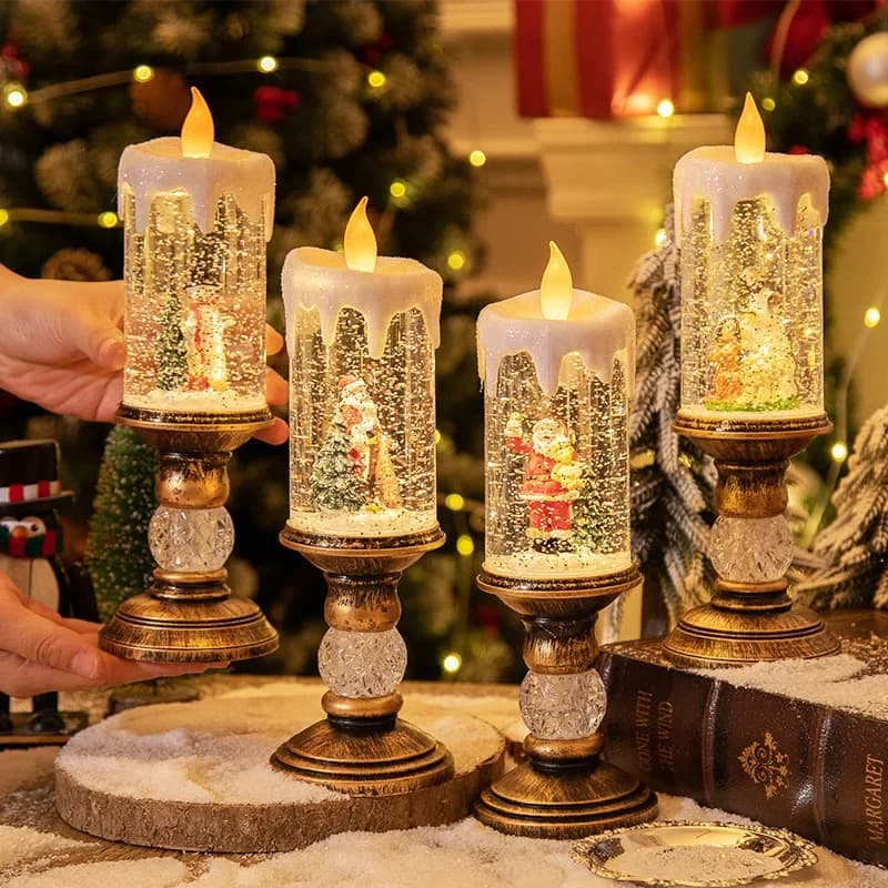 Christmas Crystal Snow Light Candle with Music