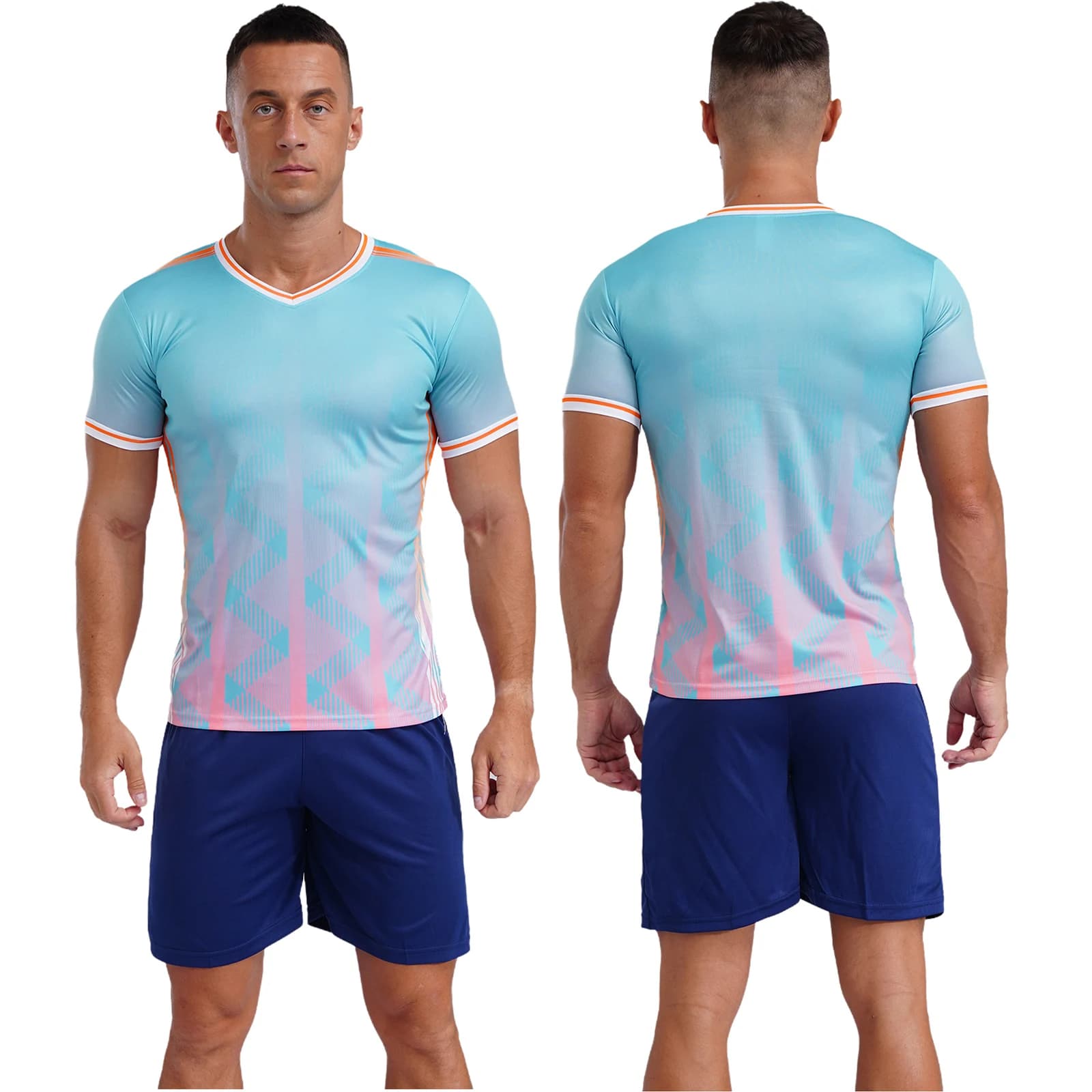 Men's V-Neck Graphic Print Training Uniform Set