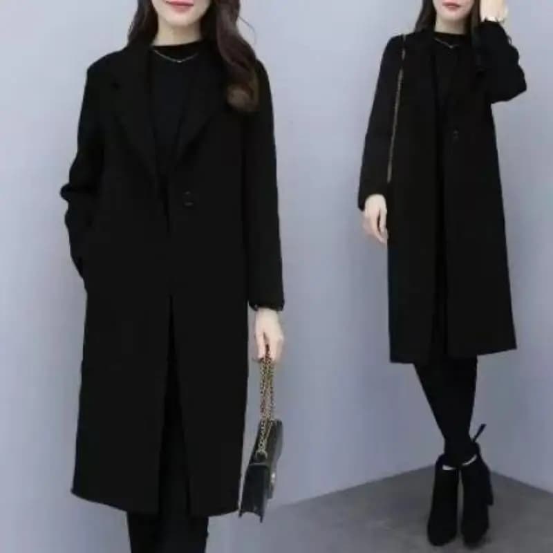 Plus Size Knee-Length Winter Woolen Coat