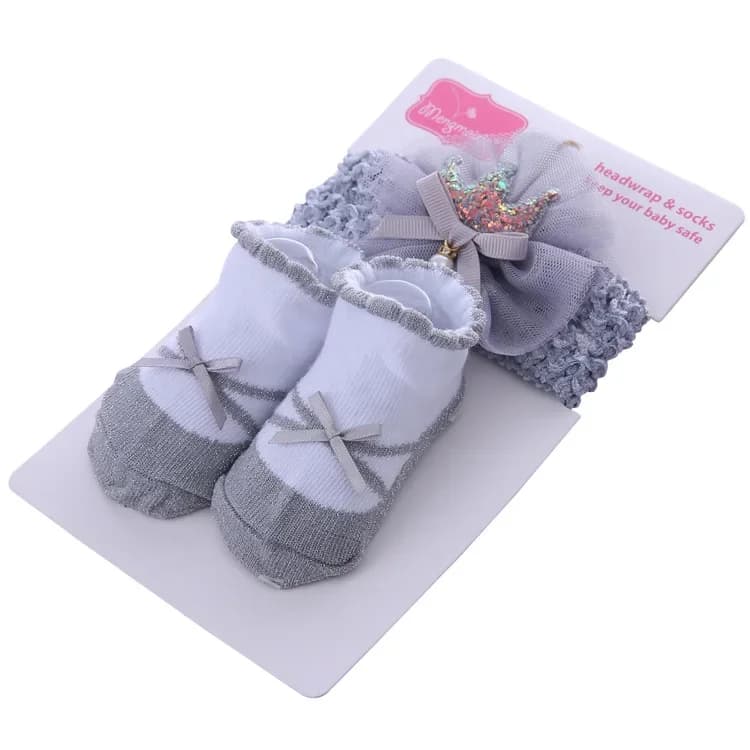 Baby Girl Socks and Bow Headband Set