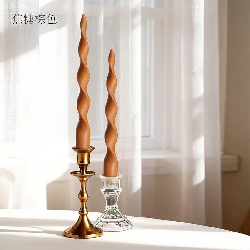 Spiral Twisted Taper Candles Pair