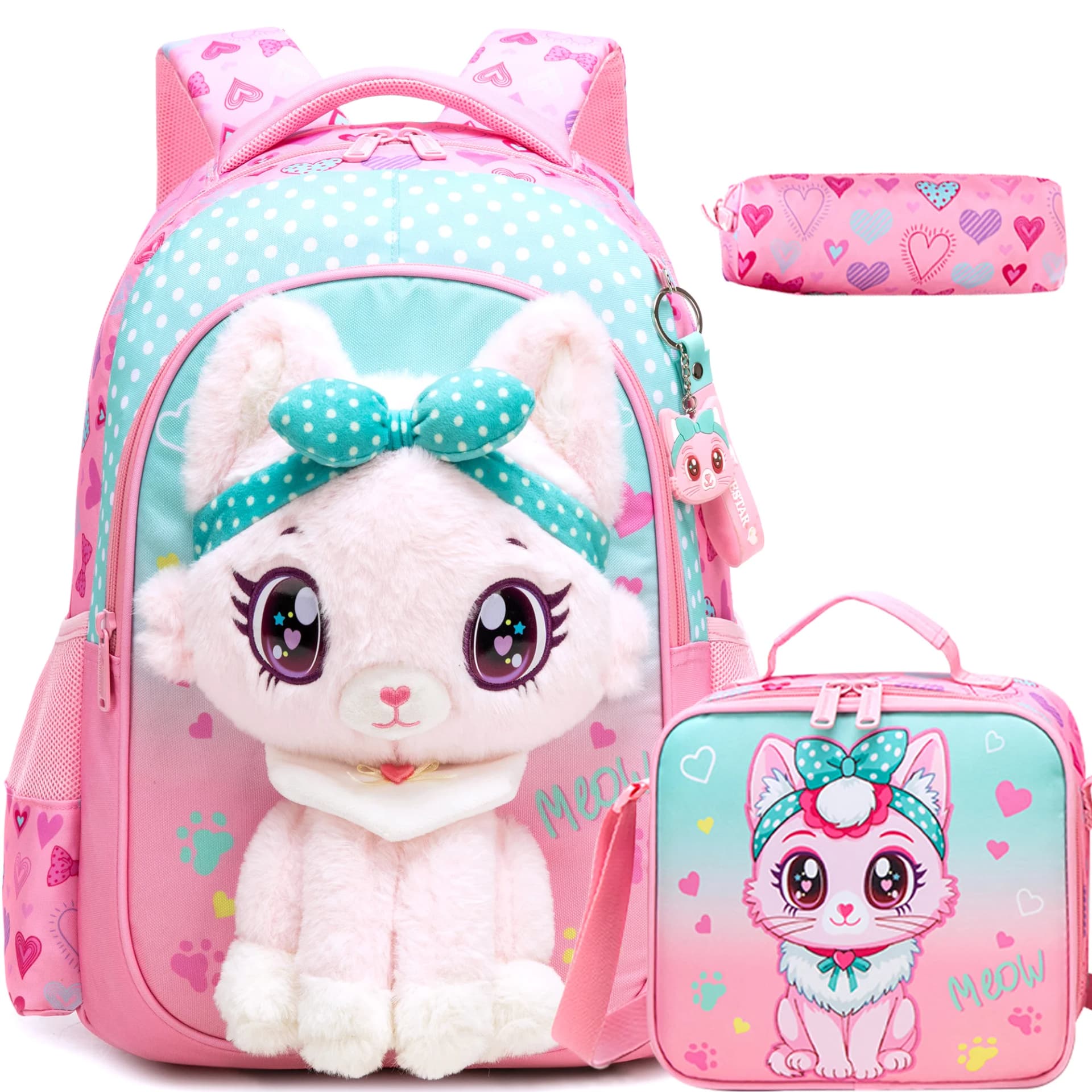 Girls School Backpack with Lunch Bag and Pencil Case