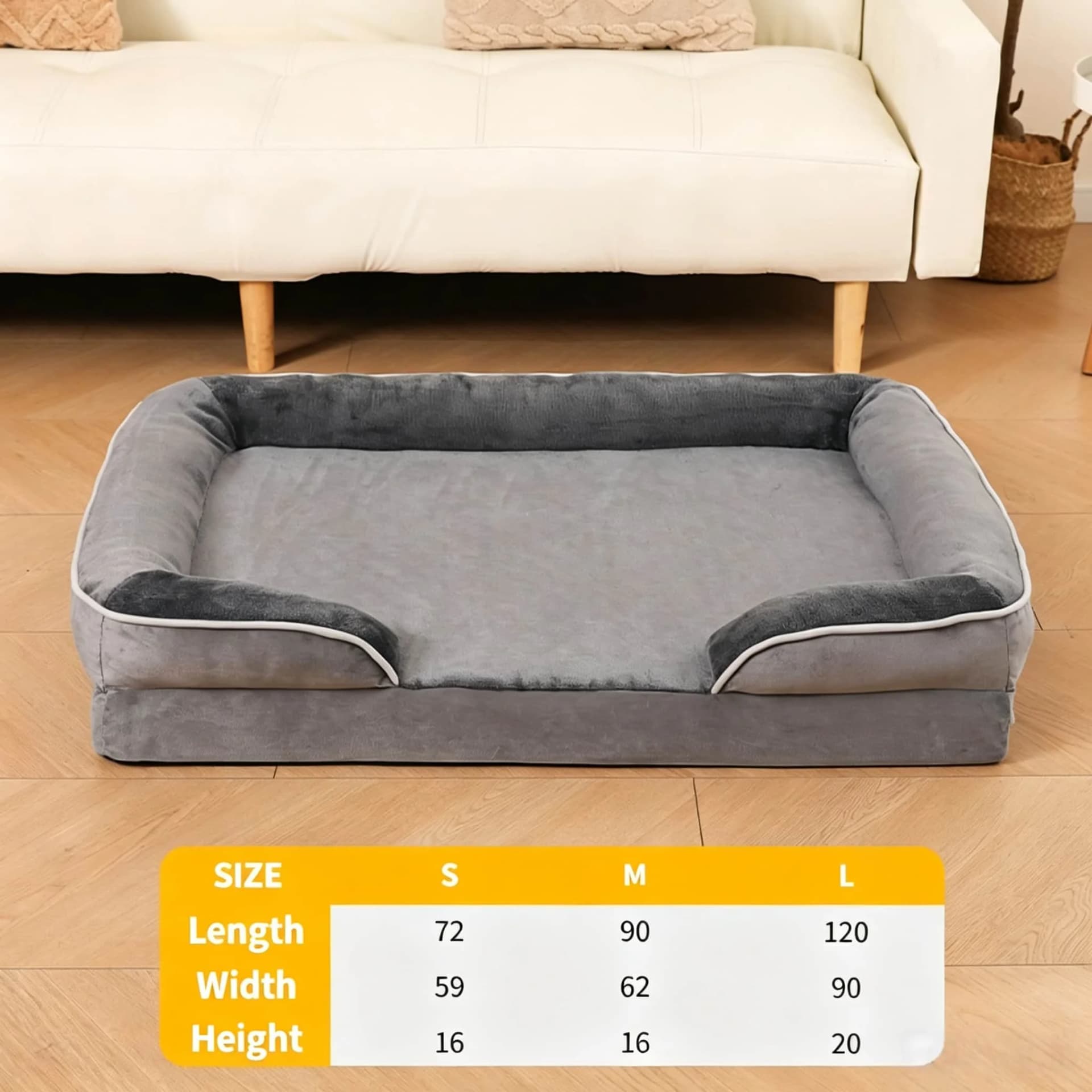 Orthopedic Waterproof Dog Bed with Bolster