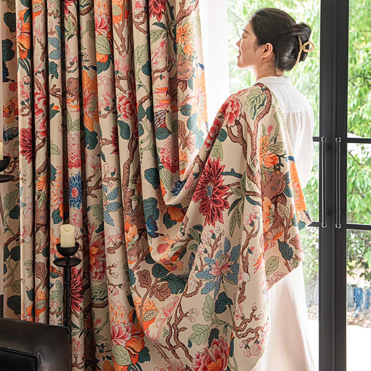 Blackout Floral Curtains with Thermal Insulation