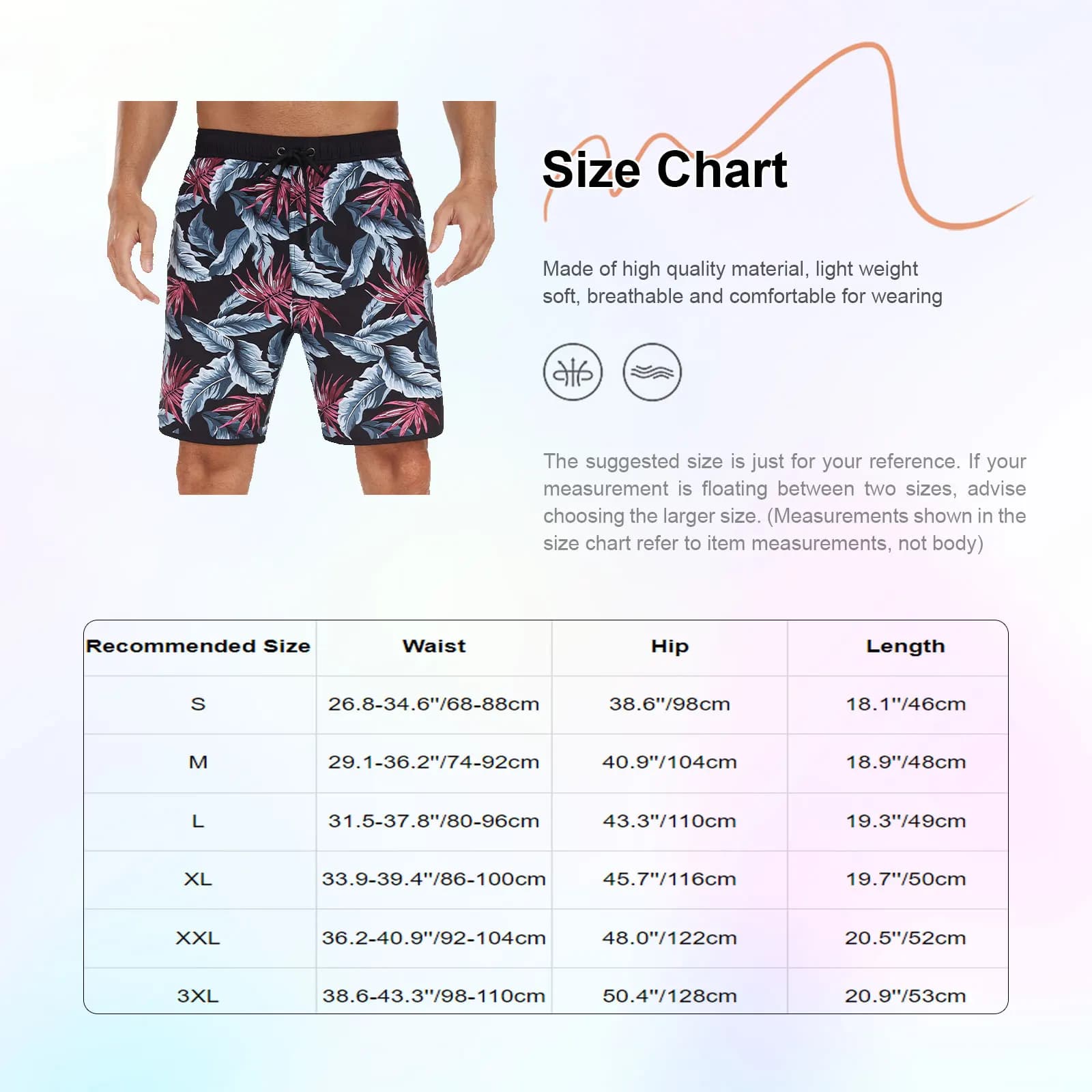 Men's Printed Swim Trunks with Pockets