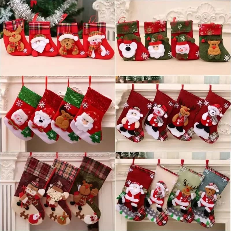 Christmas Stockings Santa Snowman Ornaments