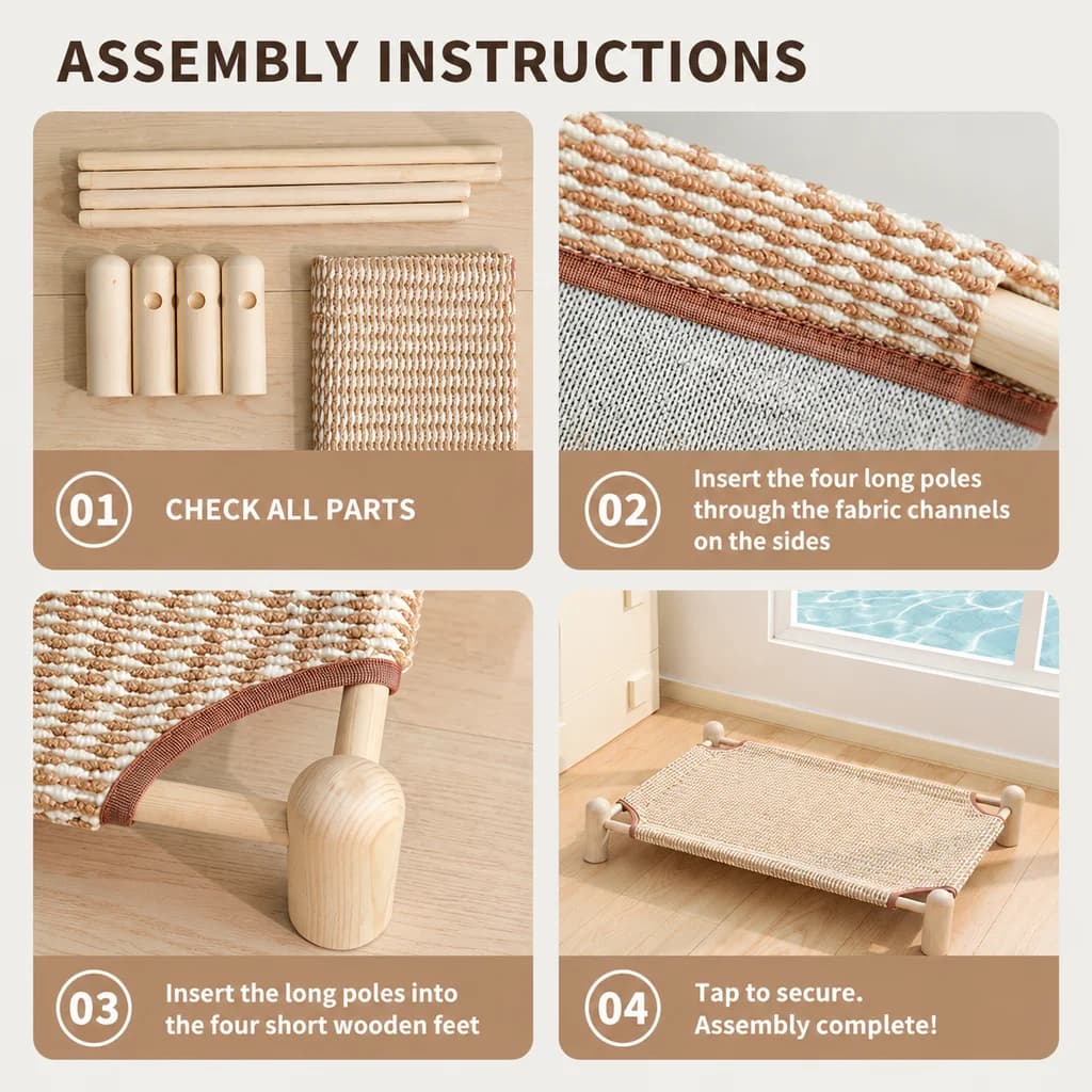 Elevated Wooden Frame Pet Cot