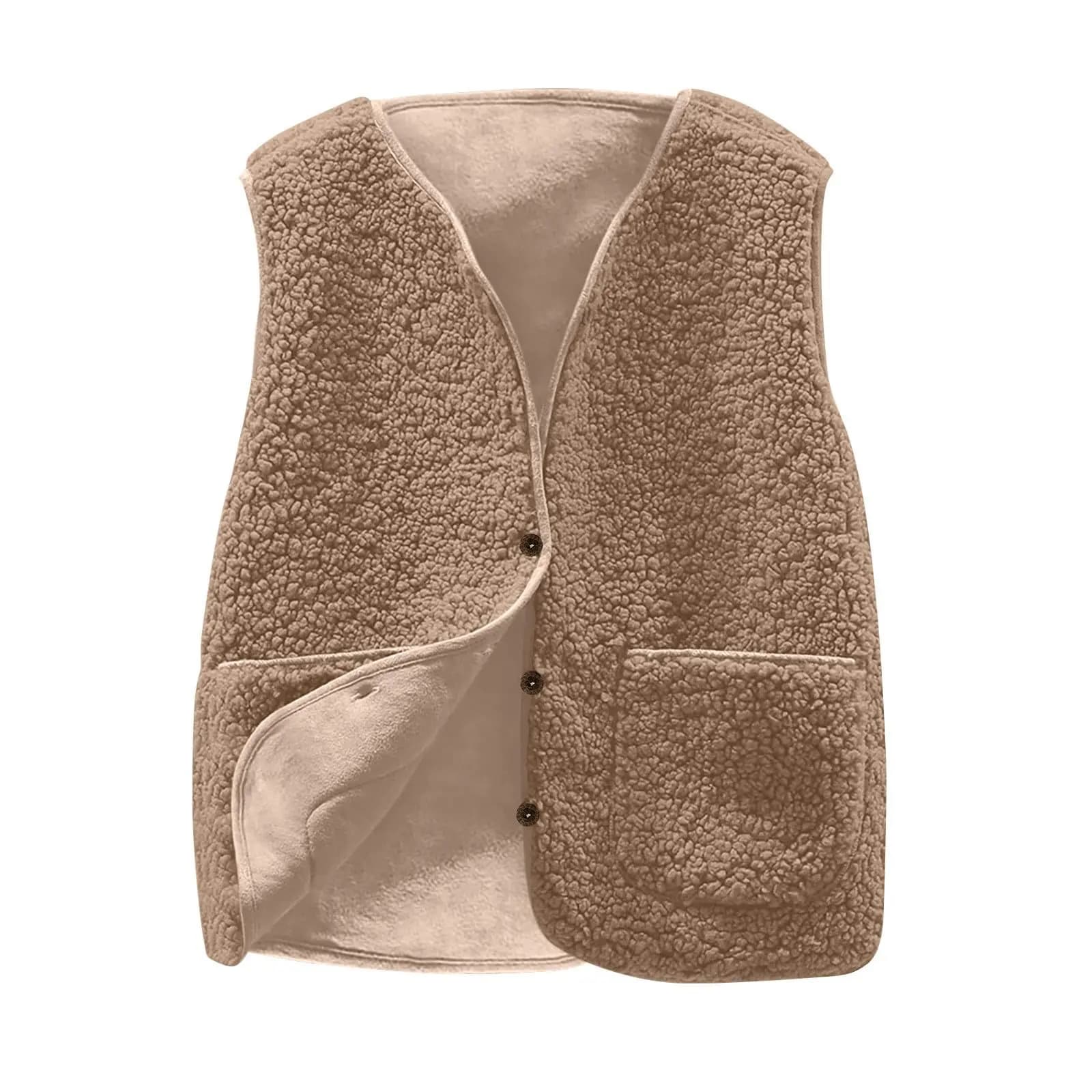 Women's Teddy Fleece Button Vest