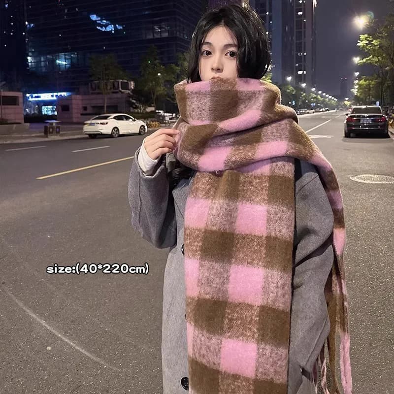 Winter Wool Plaid Scarf