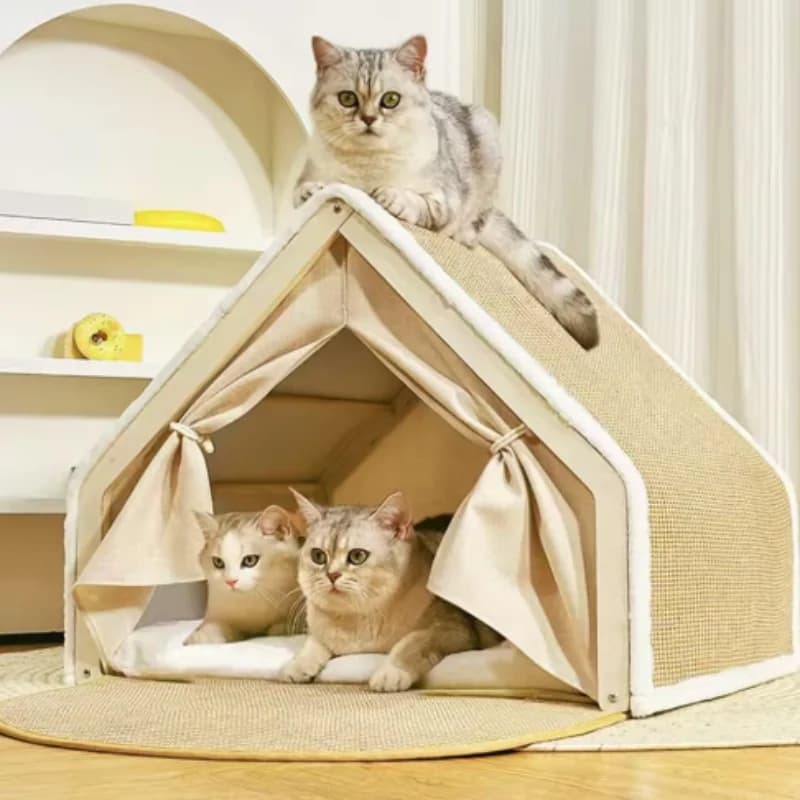Wooden Cat Tent Villa Bed