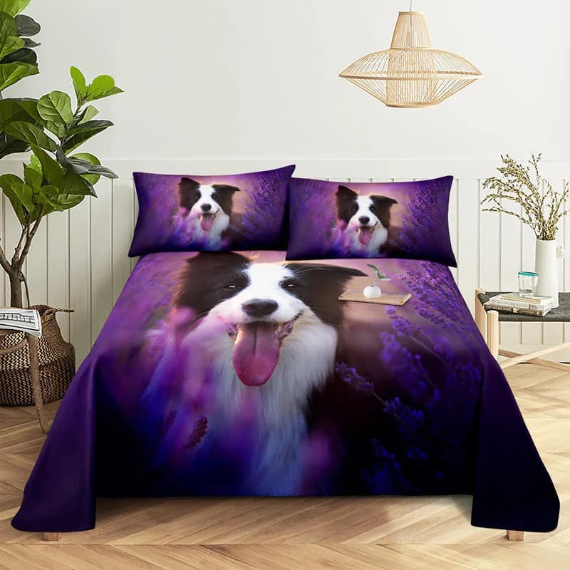 Purple Bedding Set Bed Sheet Linens Pillow Case Queen King Size Lanvender Butteryfly for Bedroom Soft Twin Full Single Double