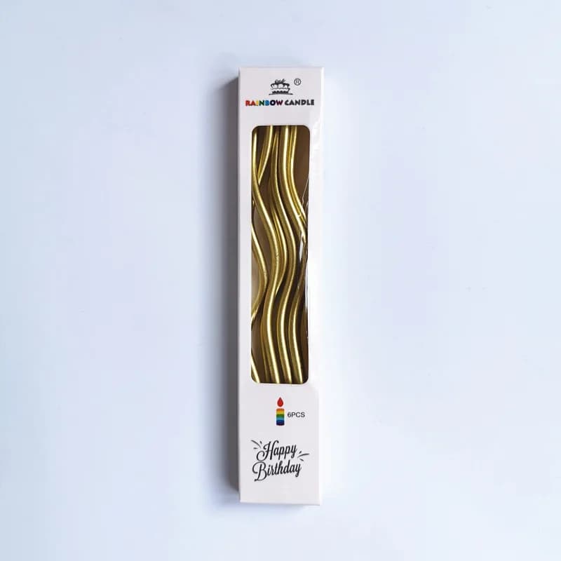 Metallic Twisted Cake Candles - Pack of 6
