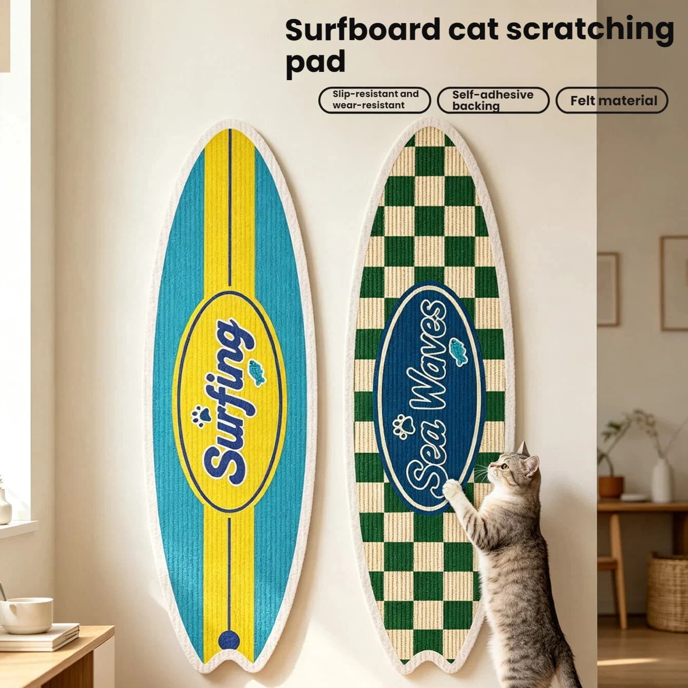 Surfboard Wall-Mount Cat Scratcher