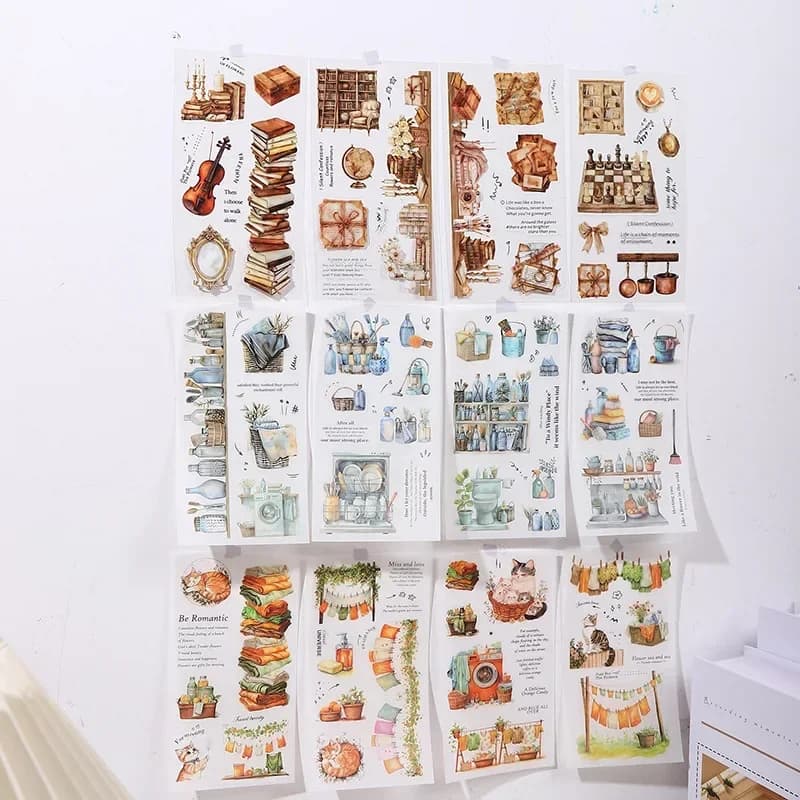 Homely Aesthetics 18 Exquisite Dual Material Die-Cut Stickers in 6 Home Decor Designs Soft  Time Series