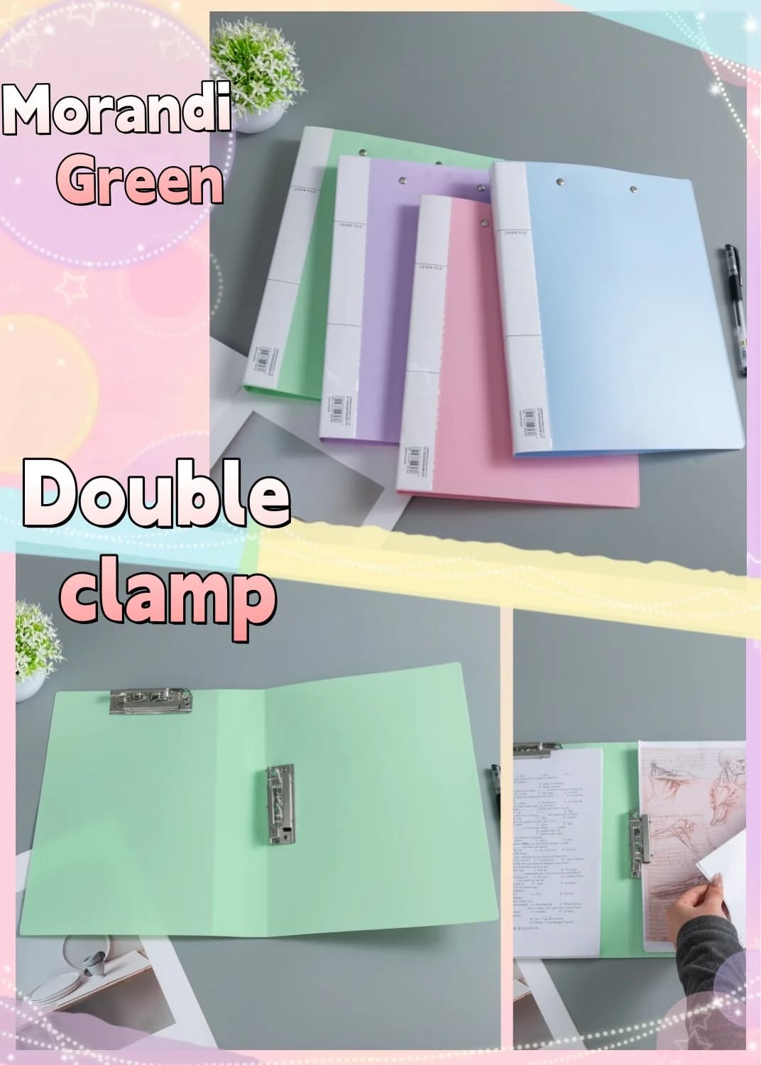 Double Compartment A4 File Folder with Press Clip