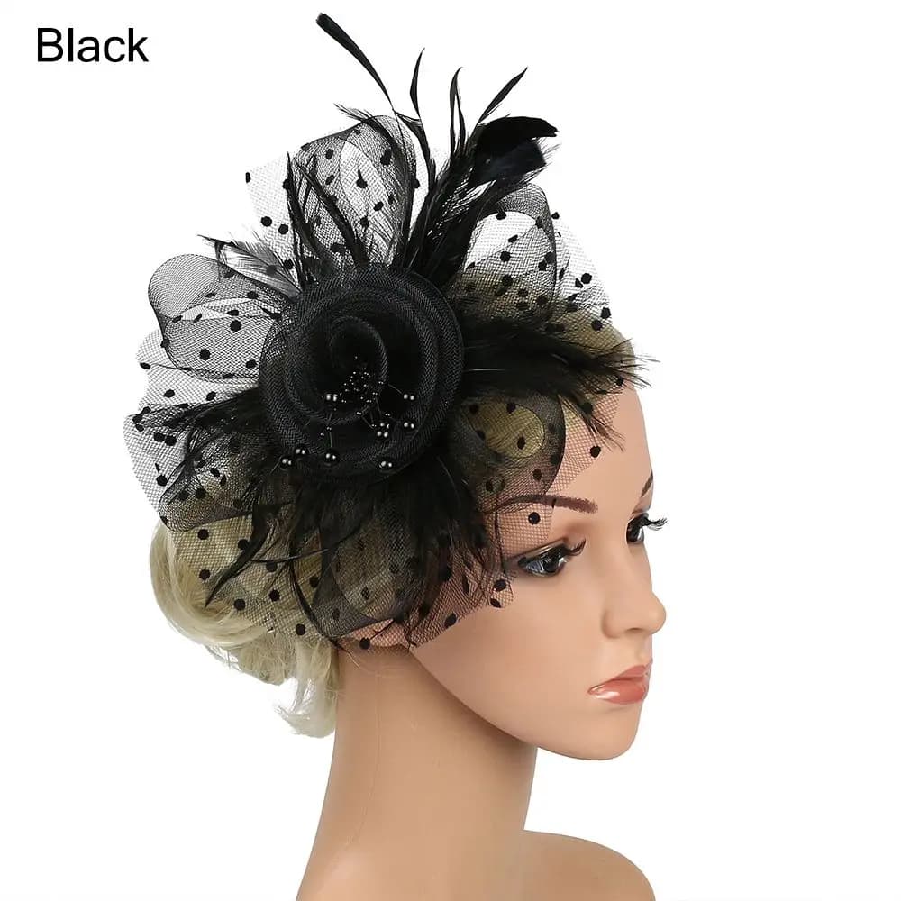 Hair Accessories Mesh Flower Hair Fascinators Wedding Feathers Hair Clip Fascinator Hat Tea Party Headband Alice Headband Clip