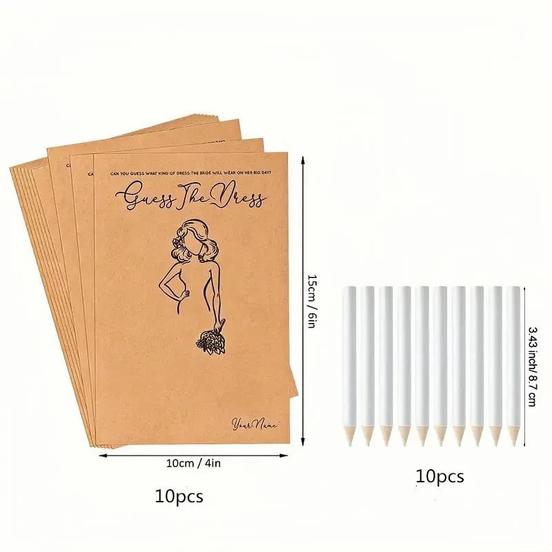 Bridal Shower Dress Guessing Game Cards Set