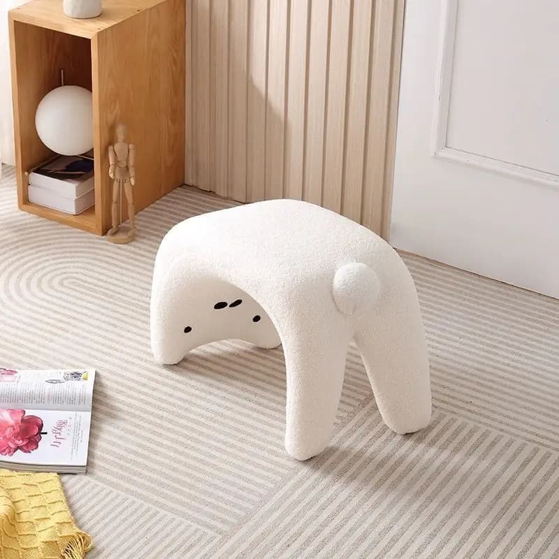 Cute Cat Cartoon Upholstered Footstool