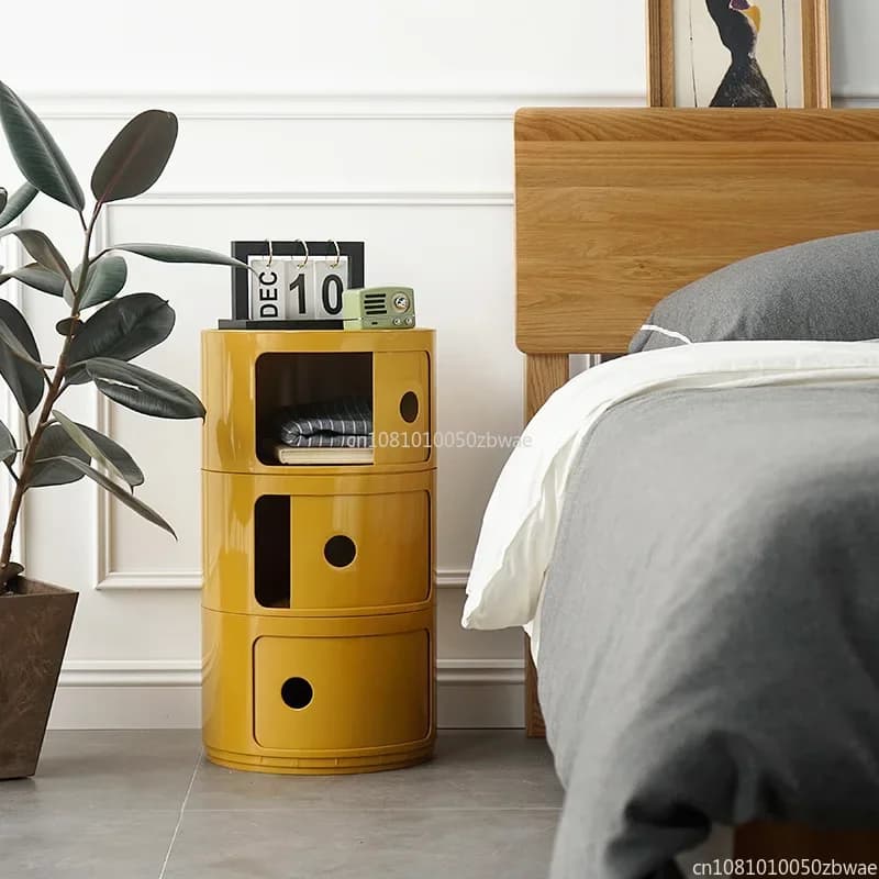 Nightstands Modular Bedside Table Round Large-capacity Storage Bedside Small Cabinet Bedroom Simple Storage Narrow Side Cabinet