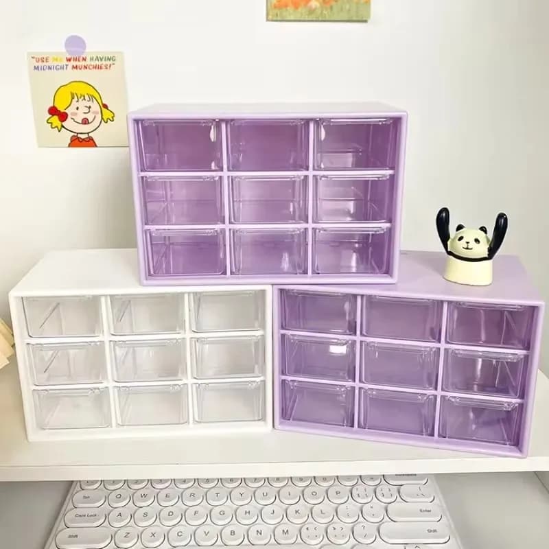 Clear Acrylic Nine-Compartment Desk Organizer